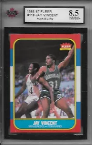 1986-87 FLEER BASKETBALL Jay Vincent #118 KSA 8.5 NMM+ Dallas Mavericks - Picture 1 of 2