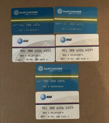 Seis (6) tarjetas vintage vencidas South Central Bell y AT&T llamando Foto 1 de 3