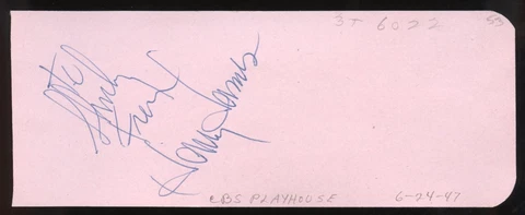 Harry James d1983 signed 2x5 autograph on 2-24-47 at CBS Playhouse Hollywood Cover