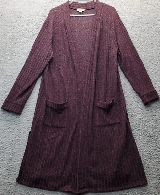 One World Cardigan Sweater Womens XL Purple Knit Pockets Long Sleeve Open Front - Image 1 of 4