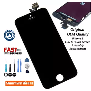 Genuine iPhone 5 Retina LCD Digitiser Touch Screen Assembly Replacement BLACK - Picture 1 of 4