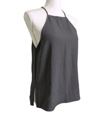 Camiseta sin mangas 2pkAmerican Apparel gris crepé/negro talla pequeña cuello alto correa de espagueti Foto 1 de 4