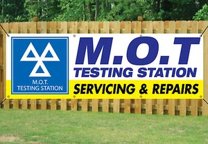 MOT SERVICING REPAIRS HERE BANNER GARAGE SIGN waterproof PVC with Eyelets - Picture 1 of 1