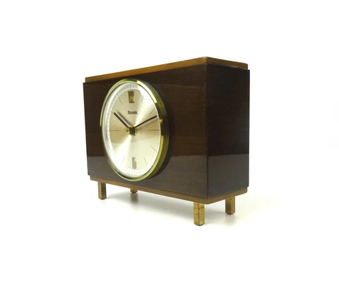 RARE ORIGINAL 60S GERMAN MID CENTURY TEAK DESK  MANTEL CHIMNY CLOCK BY HERMLE Cover