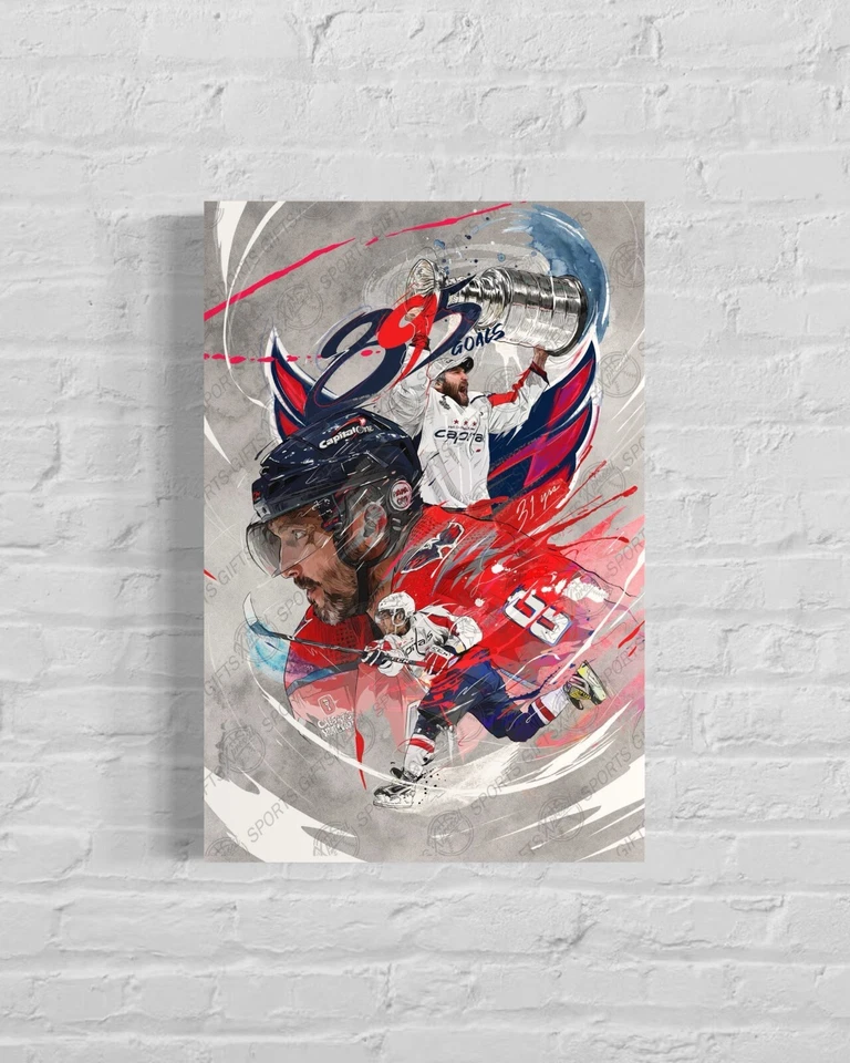 Lienzo estampado Alex Ovechkin | Washington Capitals | Arte de pared deportivo | Decoración de pared Foto 1 de 4