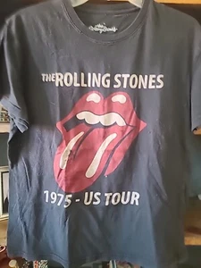 The Rolling Stones 1975 US Tour T-Shirt Womens Large Short Sleeve Graphic Black - Picture 1 of 4