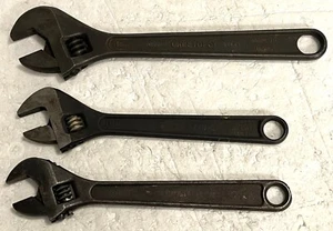 3 Vtg Adjustable Wrenches: 12" Crescent Tools Co., 10" P & C, 10" J.H. Williams - Picture 1 of 19
