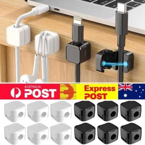 6Pcs Magnetic Cable Wire Clips Tidy Cord Lead Organiser USB Charger Cable Holder - Picture 1 of 15