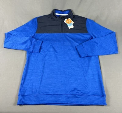 Puma Golf Pullover Cloudspun Colorblock 1/4 Zip Medium Blue Polyester MSRP $80 - Image 1 of 4