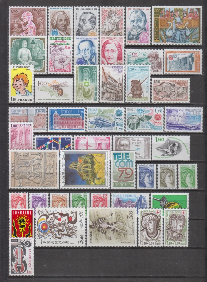 FRANCE 1979 COMPLETE YEAR SET - STAMPS MINT MNH - 47 STAMPS - SEE PICTURE - Image 1 of 1