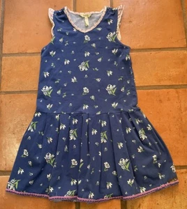 Matilda Jane Camp MJC Photo Op Dress Girls Size 12 Blue Floral Polka Dot Trim - Picture 1 of 2
