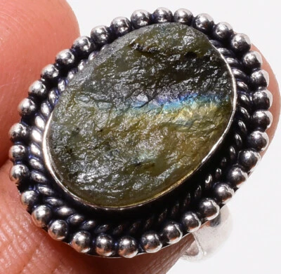 Labradorite Druzy Gemstone 925 Sterling Silver Handmade Ring Jewelry US 7 Adjust - Imagem 1 de 2