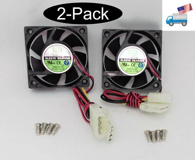 2-pack: NEW Globe-Fan 60mm x 15mm 4-pin Molex 12V DC Desktop PC Case Cooling Fan - Image 1 of 4