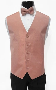 XLarge Mens Persimmon Perry Ellis Pattern Tuxedo Fullback Vest & Bow Tie Wedding - Picture 1 of 1