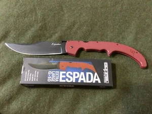 Cold Steel XL Espada Folding Knife 7.5" AUS-10A Steel Blade RED G-10 Handle - Picture 1 of 7
