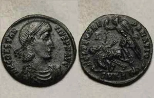 Constantius spearing fallen enemy rider/Rare ancient Roman coin Cyzicus - Picture 1 of 4