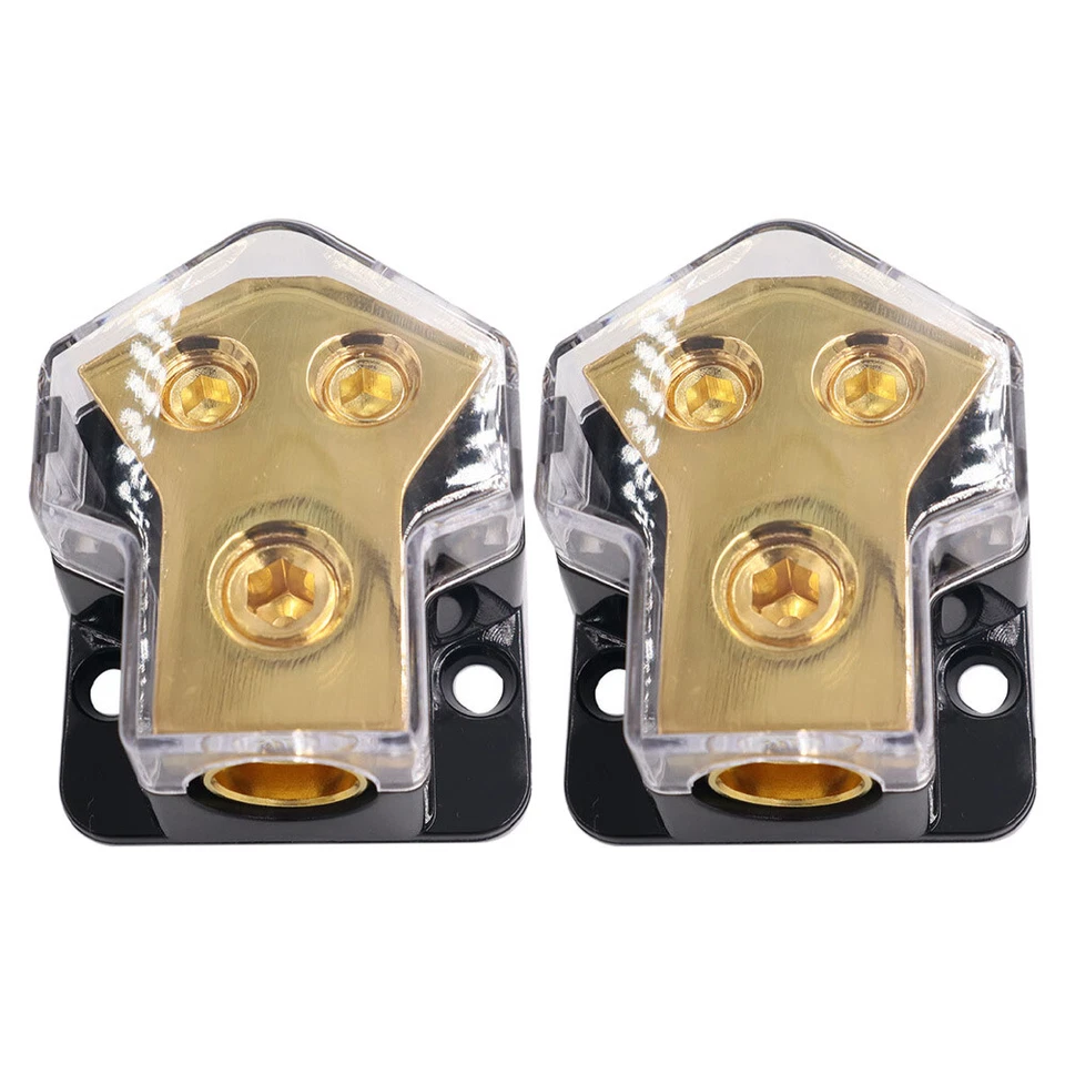 2X 2 Way Distribution Block Power/Ground Splitter 0/4gauge AWG For Car Audio Set - Image 1 of 4