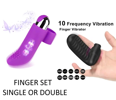 手指套装振动器 G 点 Clit 按摩器刺激器女式性玩具 — 第 1/4 张图片