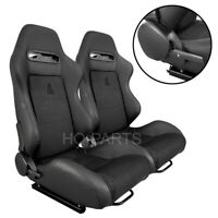 NEW 1 PAIR BLACK & RED PVC LEATHER RACING SEATS RECLINABLE ALL CHEVROLET *****