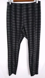 Lysse Size Large Black White Geometric Plaid Print Pull-On Ankle Leggings Pants - Picture 1 of 5