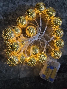 myCozyLite Battery Powered LED Morrocan String Lights 20 Globes 10 Ft Warm White - Picture 1 of 6