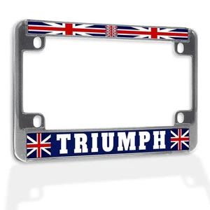 Metal Insert Bike License Plate Frame Triumph with British Flag Weatherproof ... - Picture 1 of 7