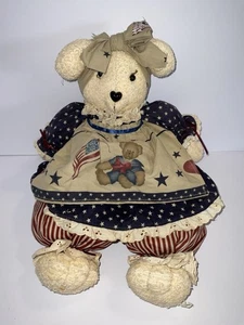 Vintage Patriotic rustic primitive large bear doll - Picture 1 of 12