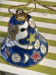 Metall/Emaille-CLOISONNE’-Glocke-mit Engel/Mond & Sternen-MINI ORNAMENT-NEU-KOSTENLOSER VERSAND - Bild 1 von 9
