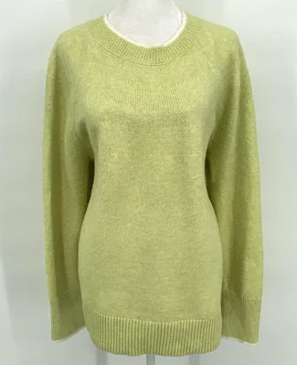 Talbots Sweater Womens Large Green Yellow Crewneck Wool Blend Pullover Soft Cozy - Image 1 of 4