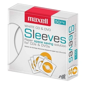 Maxell 190135 CD-400 CD/DVD Paper Sleeves With Clear Window 50 Pack (US IMPORT) - Afbeelding 1 van 6