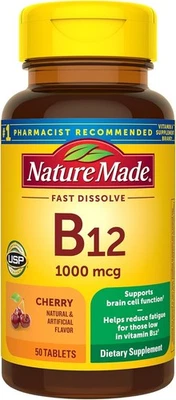 Vitamina B12 Nature Made 1000 mcg, B12 sublingual fácil de tomar para metabolismo energético Foto 1 de 4