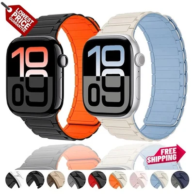 Magnetic Sport Band iWatch Strap For Apple Watch Ultra 1 2 3 Silicone SE 9 10 11 - Image 1 of 4