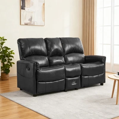 Sofá reclinable manual doble Loveseat asientos de cine en casa sofá reclinable sofás Foto 1 de 4