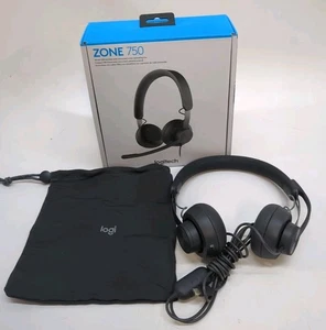 Logitech Zone 750 Wired on-Ear Headset With USB-C Black 981001103 Black (61485) - Afbeelding 1 van 9