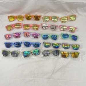 Bulk Wholesale Lot 20 Youth Kids Party Favor Assorted Mirror & Emoji Sunglasses - Picture 1 of 8