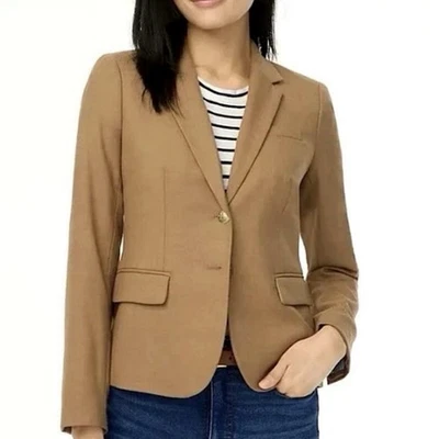 J. Crew Factory Wool Original Schoolboy Blazer Jacket Camel Brown Women's Size 0 - Image 1 of 4
