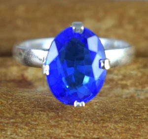 Certificato Naturale Blu Tanzanite 6.70 Carato Ovale Gemma Ring Ultimo Raccolta - Foto 1 di 7