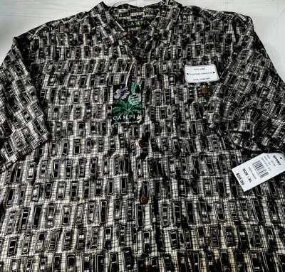 Camisa Campia Para Hombres Hawaiana Tropical Estampada S/S Talla XL Azul Hojas 100% Rayón Foto 1 de 3