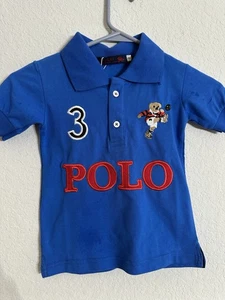 Polo Ralph Lauren 2T Rugby #3 Kicker Bear Polo Shirt Short Sleeve Children’s 2T - Picture 1 of 4
