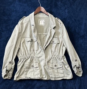 Matilda Jane Womens Utility Jacket Size XXL Green Safari Cinch Grungy Edgy - Picture 1 of 16