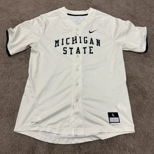 Michigan State Spartans Nike Natural Full-Button Official NCAA Baseball Jersey L - Picture 1 of 9