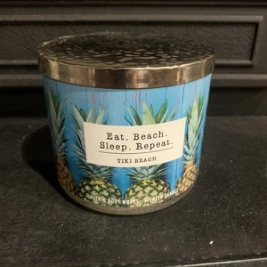 Bath & Body Works Eat Beach Sleep Repeat Tiki Beach 3-Wick Scented Candle - Picture 1 of 7
