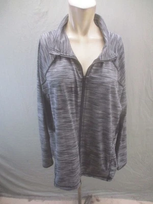 Zella Size 3X Womes Gray Melange Stretch Full Zip Activewear Athletic Jacket 287 - Image 1 of 4