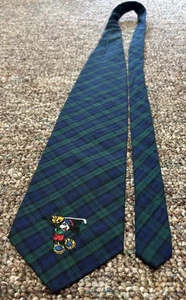 Vintage Disney Mickey Unlimited Mickey Mouse Golf Tie Tartan Plaid - Picture 1 of 6