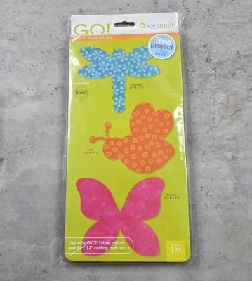 AccuQuilt GO! Troquel de corte de tela CRITTERS 55030 libélula abeja mariposa nuevo en paquete  Foto 1 de 4
