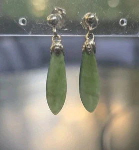 Jade Earrings Art Decco Style Stud Dangle - Picture 1 of 6