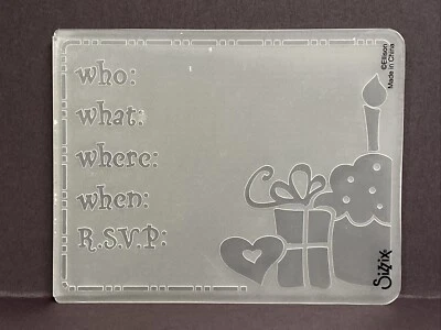 Sizzix Embossing Folder Invitation Who What Where When RSVP - Image 1 of 2