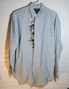 Vintage Looney Tunes Herren Jeanshemd Medium Warner Bros Stickerei Knopfleiste Streifen - Bild 1 von 6