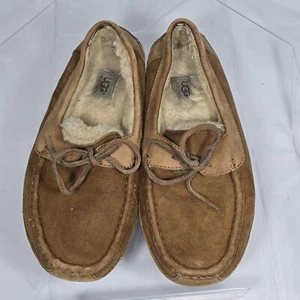 UGG Byron 5102 Kastanienbraun Lammfell Gefüttert Mokassins Herren 10 Hausschuhe Getragen - Bild 1 von 16