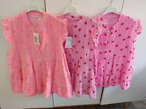 MADE IN ITALY muslin smock tunic with stripes and hearts size 38 40 42 NEW - Picture 1 of 6